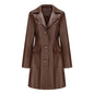 Women’s Long Leather Trench Coat – Fashion Outerwear FitiqueFit