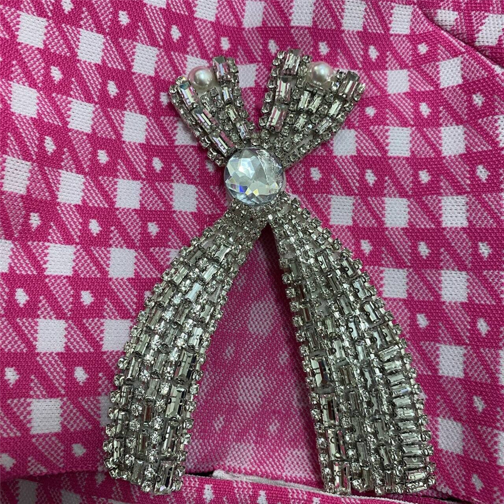 Niche Design Rhinestone Bow Knitted Coat Skirt Outfit See size chart under “more details” The Fashion Celestial