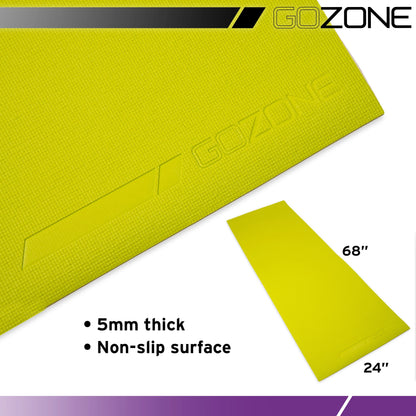 Multi-Purpose 5 Mm Thick Premium PVC Non-Slip Yoga Mat, Reversible Gray and Yellow