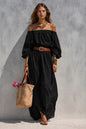 Women's Boat-Neck Sleeveless Cotton-Linen Maxi Dress FitiqueFit