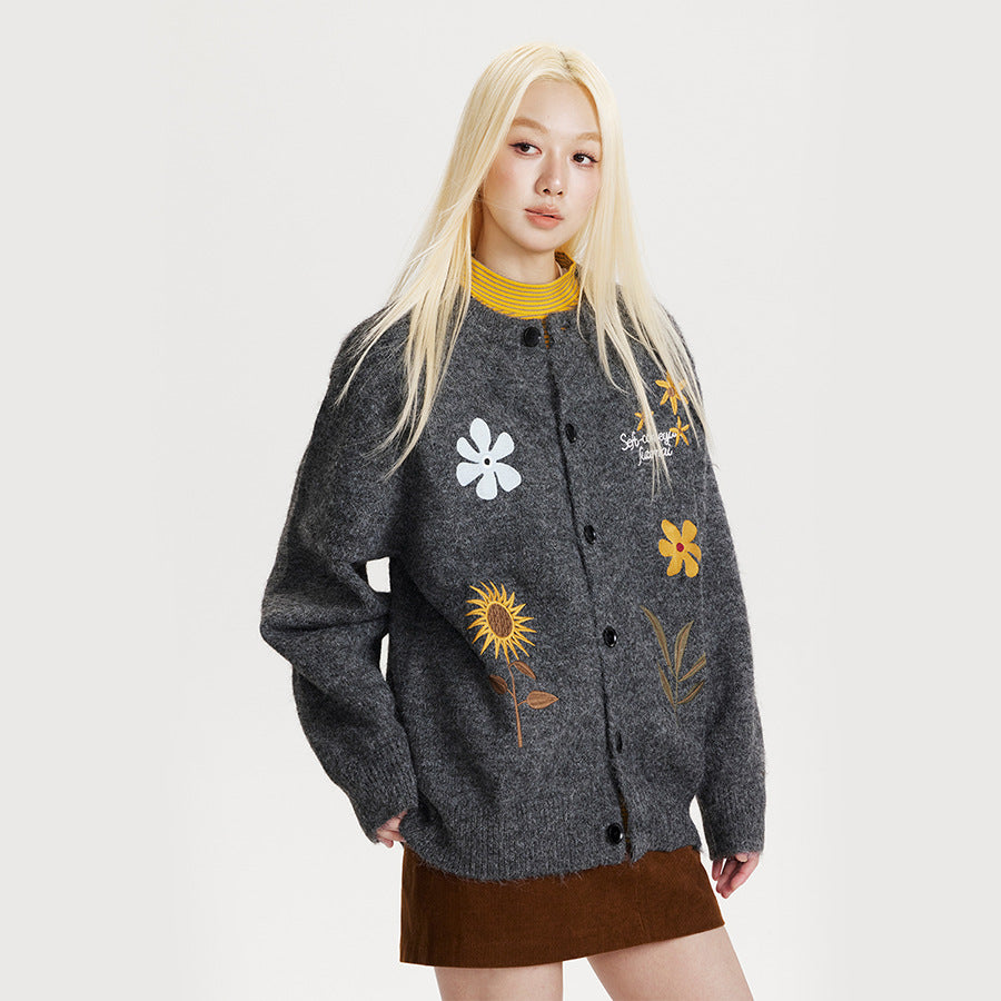 Women’s Retro Floral Embroidered Cardigan Sweater FitiqueFit