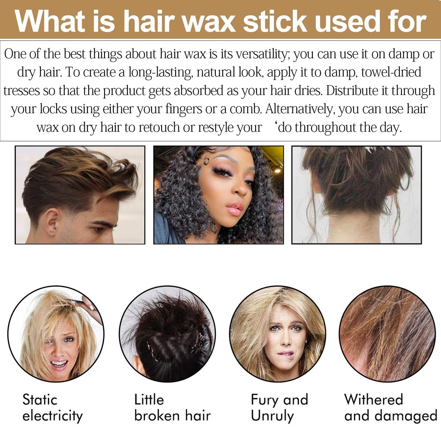 Styling Wax Stick, Flyaways Styling Wax Stick for Hair Edge Control, Hair Styling Stick for Kids' Hair NovaCart