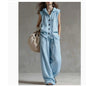 Sleeveless Hooded Top & Wide-Leg Pants Set | High-Waist Two-Piece FitiqueFit