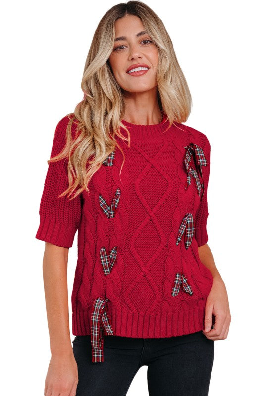 Christmas Plaid Lace-Up Puff Sleeve Sweater Shop Style & More | Fresh Looks, Everyday Deals & Free Shipping