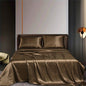 4pcs Satin Bed Sheet Four-Piece Set Includes One Fitted Sheet, One Flat Sheet, And Two Pillowcases. Pillowcases Do Not Include Inserts. Solid Colors Showcase Simple Elegance. The Simple Style Is Classic And Timeless. Polyeste NovaCart