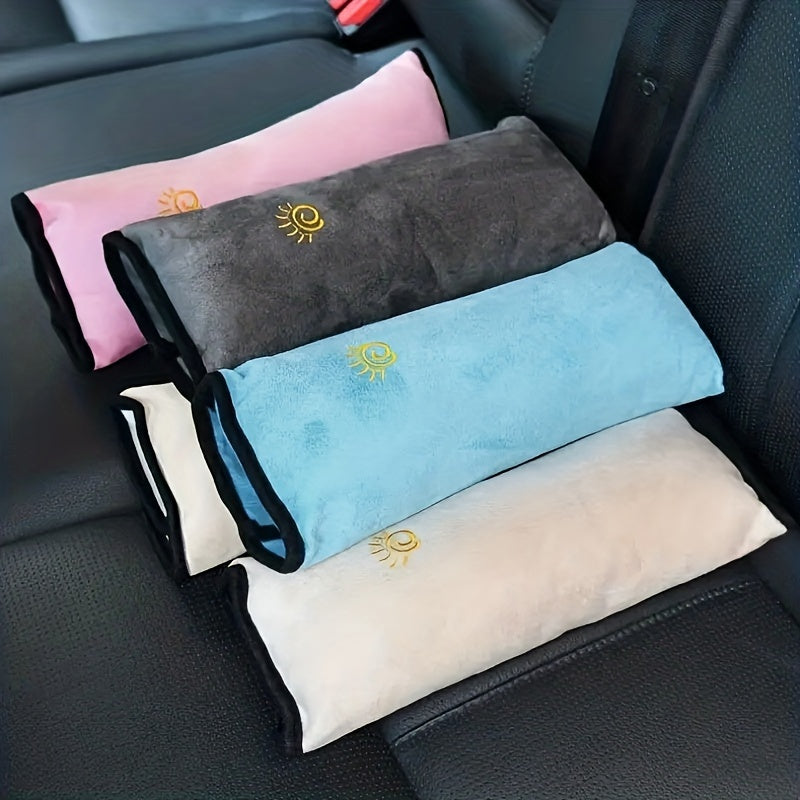Soft Auto Seat Strap Headrest Neck Support - Car Seat Belt Pillow, Shoulder Pads, Safety Belt Protector Cushion, Comfortable Fabric Material for Enhanced Comfort and Safety, Car Comfort Accessory | Sun Design Pillow | Durable NovaCart