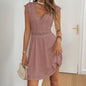 Women’s V‑Neck Short‑Sleeve Dress with Lace Trim FitiqueFit