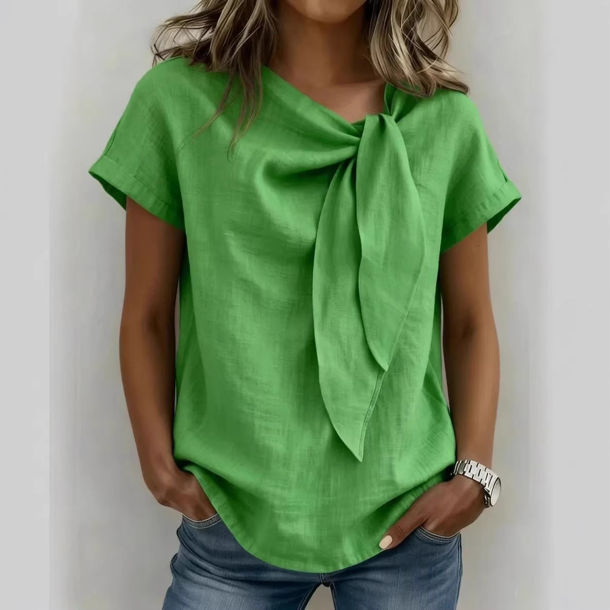 Women's Loose-Fit Short Sleeve Casual Pullover T-Shirt FitiqueFit