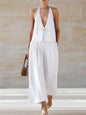 Women's Sleeveless Vest & Wide-Leg Pants Set – 2-Piece Lace-Up Outfit FitiqueFit