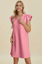 Double Take Full Size Ruffled V-Neck Cap Sleeve Dress West2East Surf