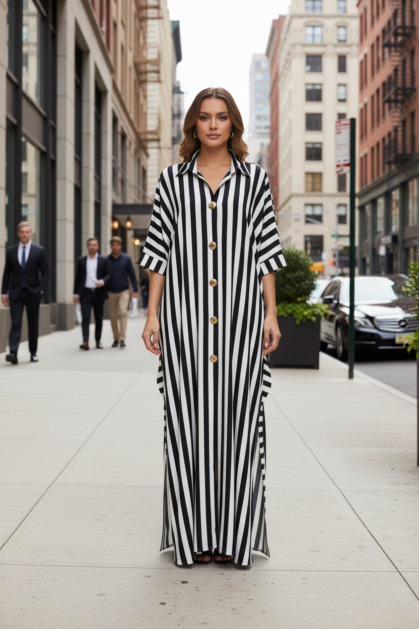 African-Inspired Striped Loose Long Dress | One Size 5 Colors FitiqueFit