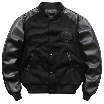 Men's Retro Embroidered Print Thick Baseball Jacket NovaCart