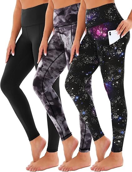 3-Pack High-Waisted Cropped Yoga Pants with Slanted Pockets FitiqueFit