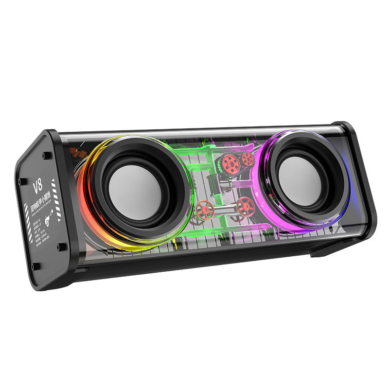 Portable Bluetooth Speaker With LED Lights&Transparent Casing, Bluetooth 5.3 Wireless Outdoor Speakers Support TWS PairingTF Card, 10W Stereo Sound, Electronics For Home, Outdoors, Travel Black New Era Fashion LLc
