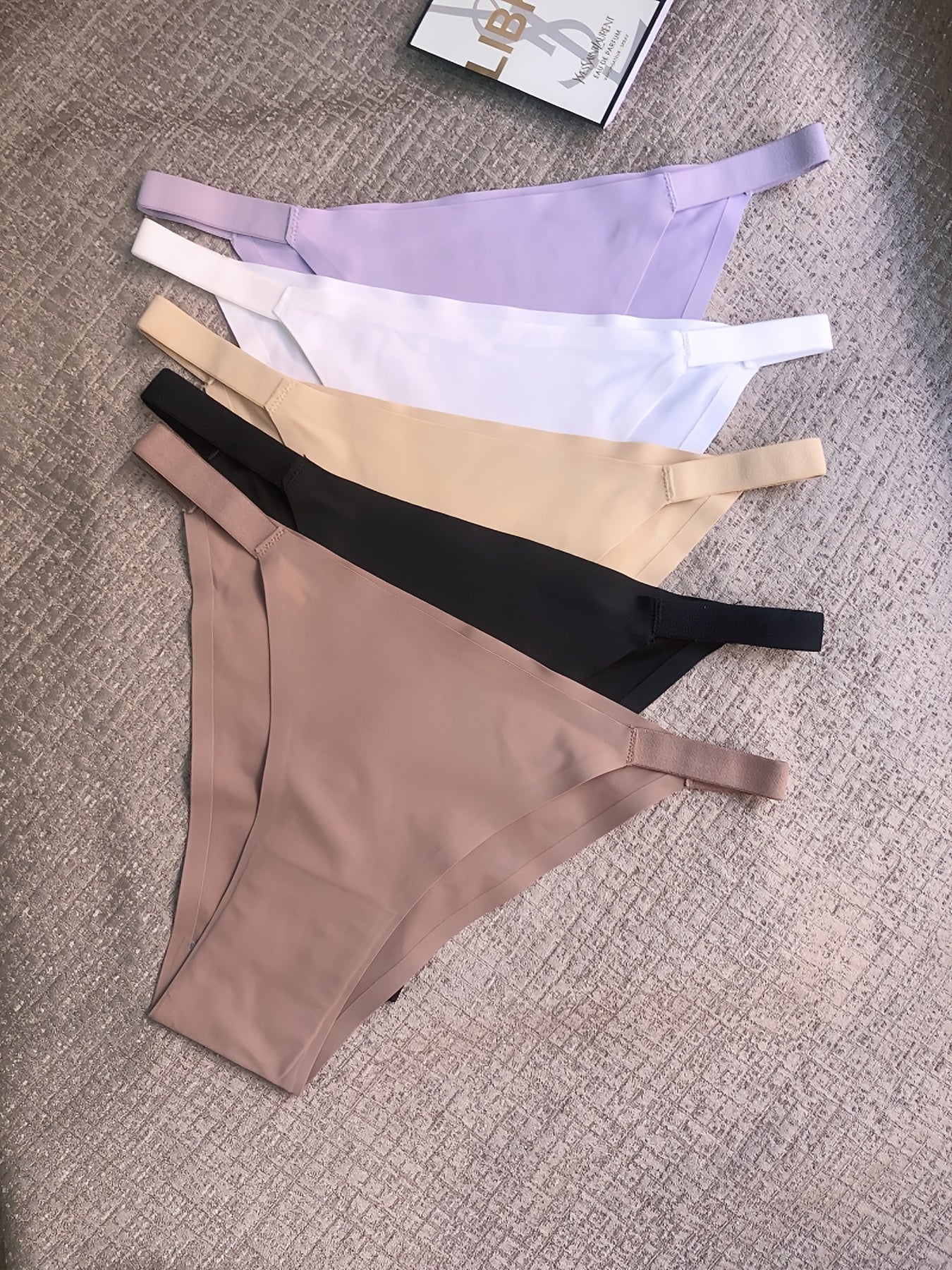 5pcs Women's Low-Rise Bikini Underwear - Solid Color Full Coverage Triangle Briefs with Low-Rider Waistband, Non-Sheer Sexy Panties for Gym, Yoga, Casual Attire (Multicolor Pack) NovaCart