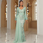 Long Sleeve Sexy Long Sequined V-neck Banquet Ribbon Evening Dress Grayceful LLC