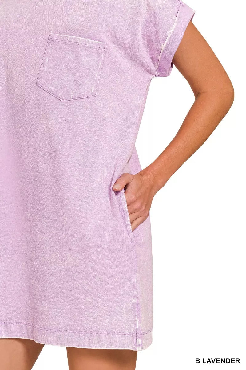 Zenana Premium Cotton Washed T-Shirt Dress New Era Fashion LLc