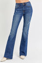 RISEN Full Size Distressed Mid Rise Flare Jeans Plus Size Garden Naked Curves