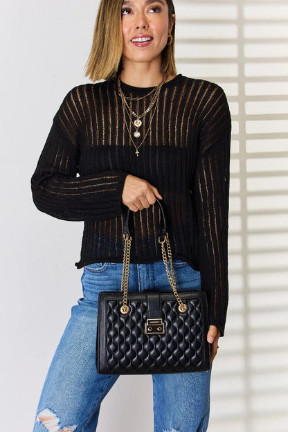 David Jones Quilted PU Leather Handbag New Era Fashion LLc