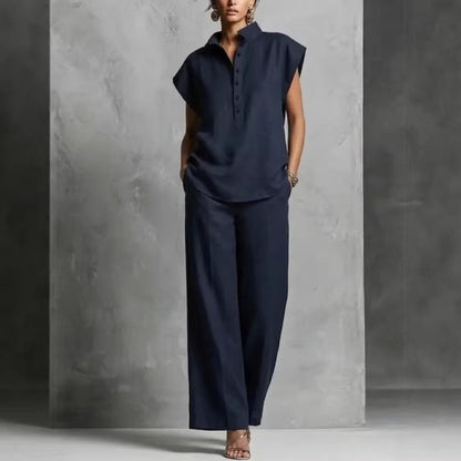 Women's Casual Sleeveless Top & Full-Length Pants Two-Piece Set FitiqueFit