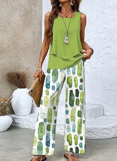 Women's 3D Print Two-Piece Vest & Pants Set – 12 Prints S–5XL FitiqueFit