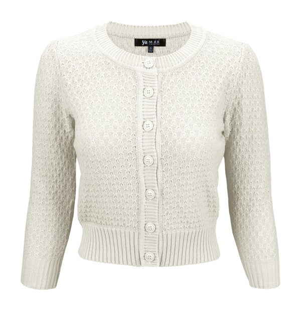 3/4 Sleeve Cute Pattern Cropped Cardigan Sweater Shop Style & More | Fresh Looks, Everyday Deals & Free Shipping