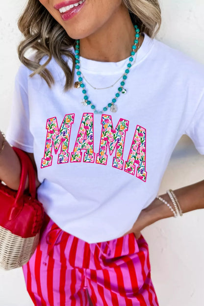 Full Size Floral Mama Graphic Casual Short Sleeve T-Shirt Plus Size New Era Fashion LLc