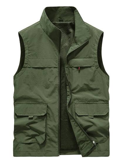 Men's Plus Size Multi-Pocket Zip Up Vest New Era Fashion LLc