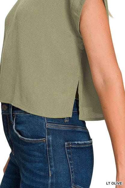 Zenana Woven Crinkle Gauze Crop Tee and Skirt Set West2East Surf