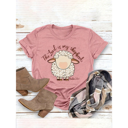 Women's Round Neck Graphic Print Short Sleeve T-Shirt FitiqueFit