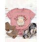 Women's Round Neck Graphic Print Short Sleeve T-Shirt FitiqueFit