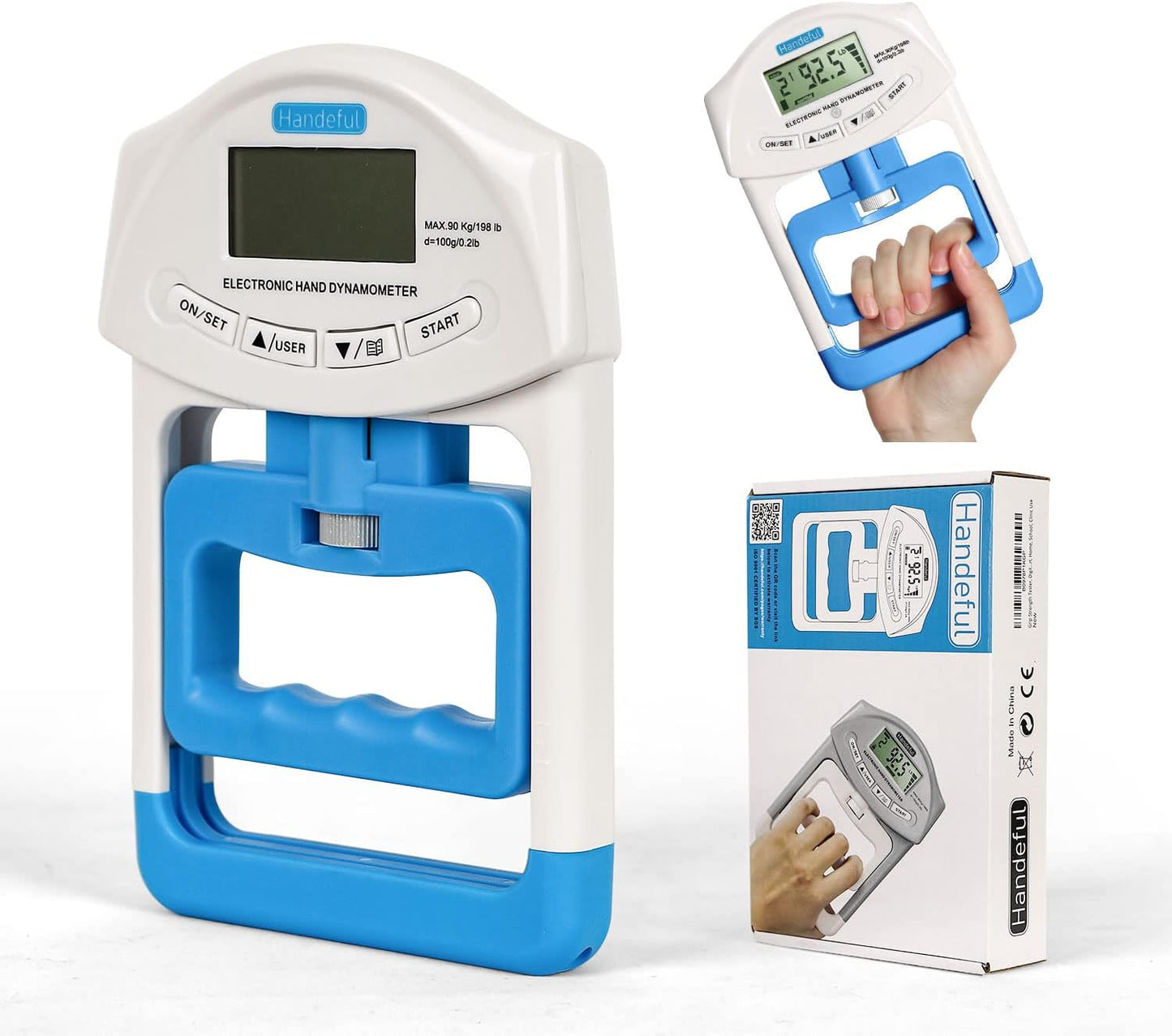 Grip Strength Tester Trainer - Dynamometer Handgrip Measurer Meter, Handheld Strengthener Exerciser for Sports, School, and Home Use