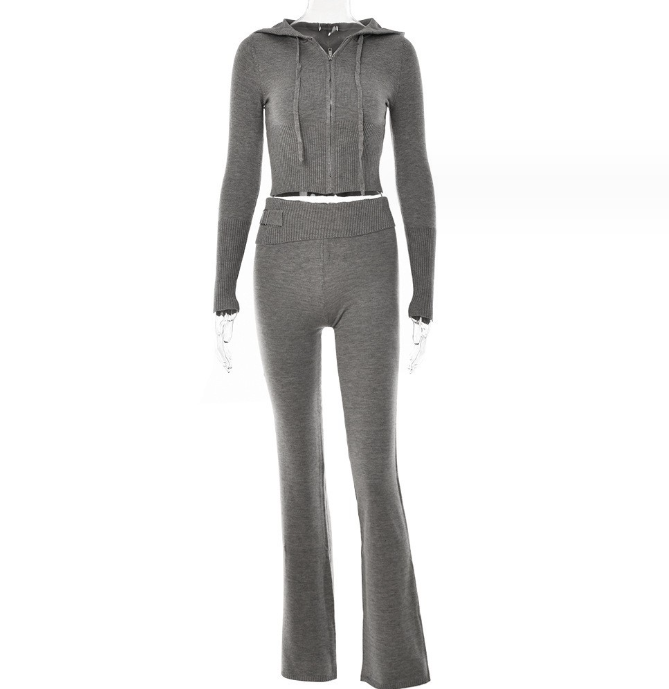 Long Sleeve Sweater And High Waist Long Pants Set FitiqueFit