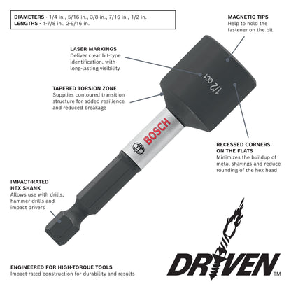 BOSCH ITDNS14 Driven 1/4 In. x 1-7/8 In. Impact Nutsetter VM Hardware