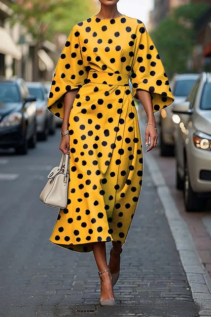 Geometric Print Batwing Sleeve Flowy Maxi Dress – 12 Styles, XS–XXXL FitiqueFit