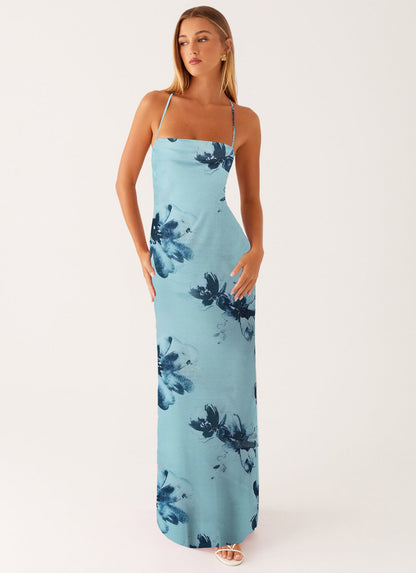 Printed Sleeveless Strap Bodycon Maxi Dress | High Waist FitiqueFit