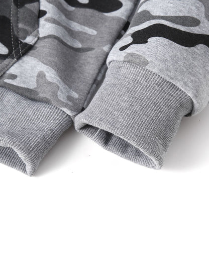 Men's Camouflage Loose Pullover Hooded Fleece Sweatshirt for Autumn And Winter, Hooded, Fleece NovaCart