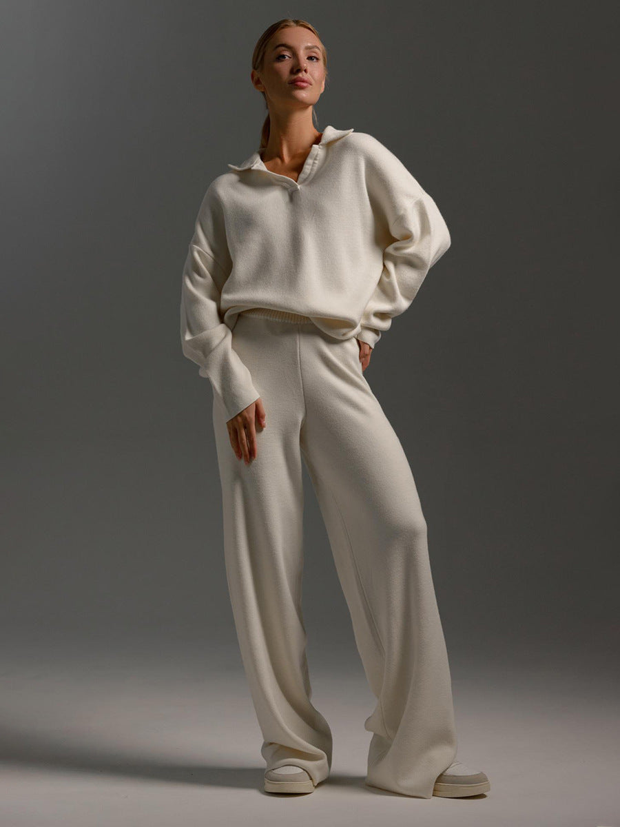 Women’s Fall Winter Two-Piece Set – Loose Collar Sweater Casual Outfit FitiqueFit