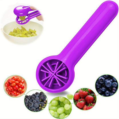 PANCERKA Portable Fruit Cutter - No Blade, Easy Grip Handle, Ergonomic Design for Safe Slicing, Dishwasher Safe, Ideal for Grapes, Cherries, Tomatoes, Strawberries, and Small Fruits, Fruit Slicing Tool | Ergonomic Handle | Du NovaCart