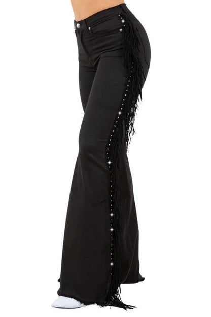 Texas Sun Bell Bottom jean in Black Denim See size chart under “more details” The Fashion Celestial