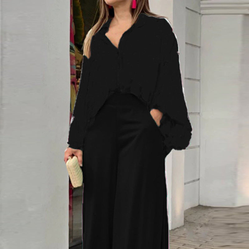 Women's Printed Shirt Wide Leg Pants Fashion Casual Set See size chart under “more details” The Fashion Celestial
