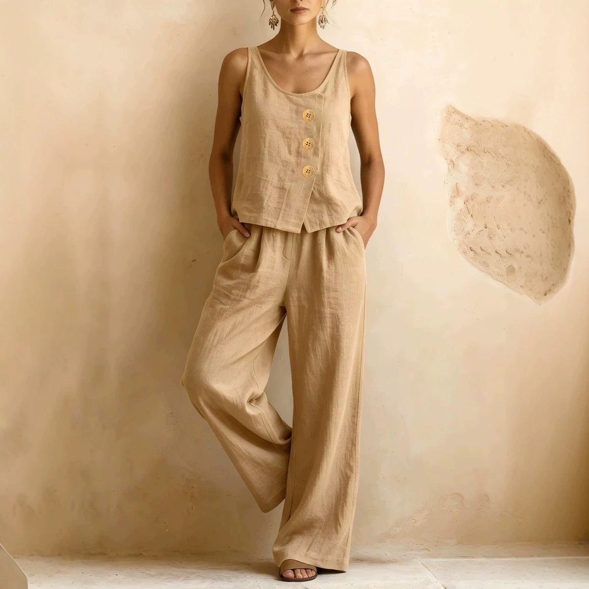 Women's Sleeveless Tank Top & Pants Two-Piece Set FitiqueFit