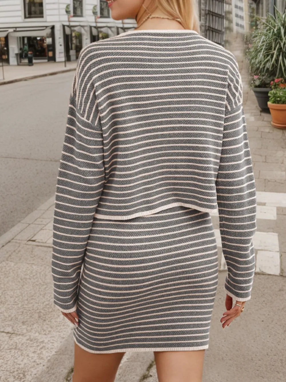 Striped Long Sleeve Top and Skirt Set See size chart under “more details” The Fashion Celestial
