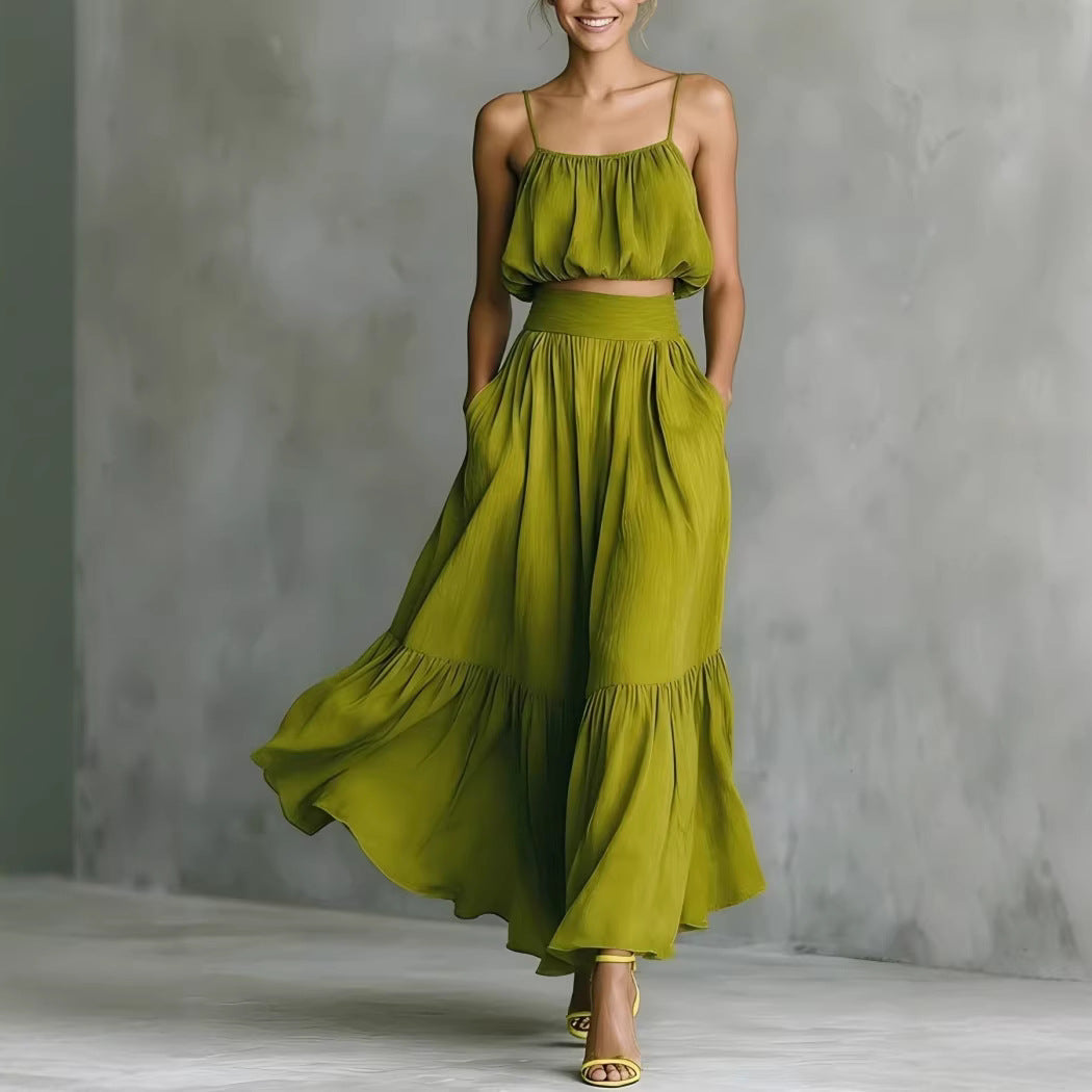 Women’s Two-Piece Flared Skirt Set – High-Waist Elegant Outfit FitiqueFit