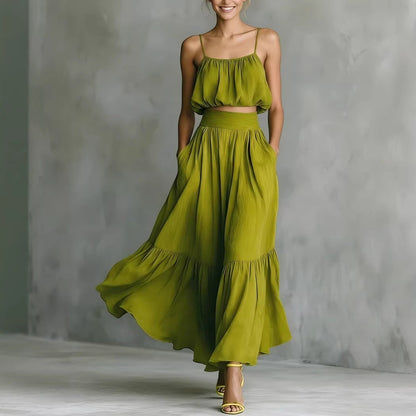 Women’s Two-Piece Flared Skirt Set – High-Waist Elegant Outfit FitiqueFit