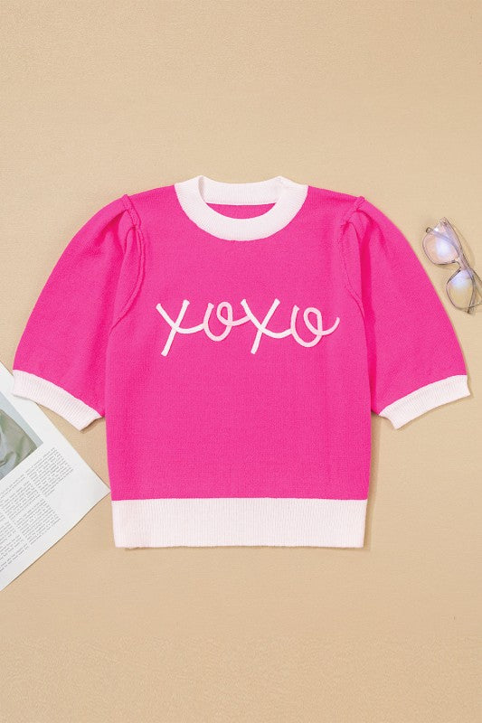 Valentines XOXO Embroidered Puff Sleeve Sweater Te Shop Style & More | Fresh Looks, Everyday Deals & Free Shipping