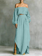 Off-Shoulder Top & Asymmetrical Maxi Skirt Set – Women's 2-Piece Outfit FitiqueFit