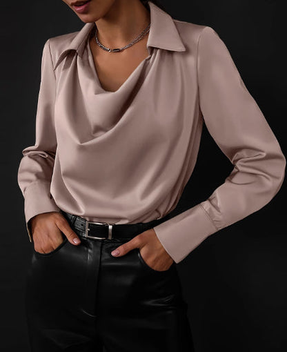 Women's Fashion Long Sleeve Irregular Collar Drape Shirt See size chart under “more details” The Fashion Celestial