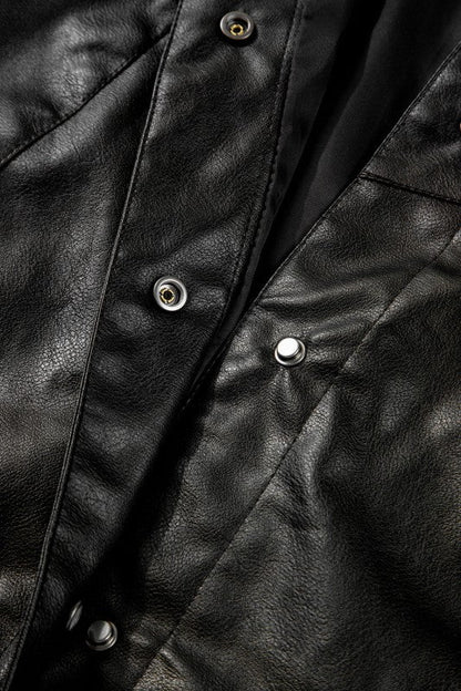 Faux Leather Button-Front Boxy Jacket See size chart under “more details” The Fashion Celestial