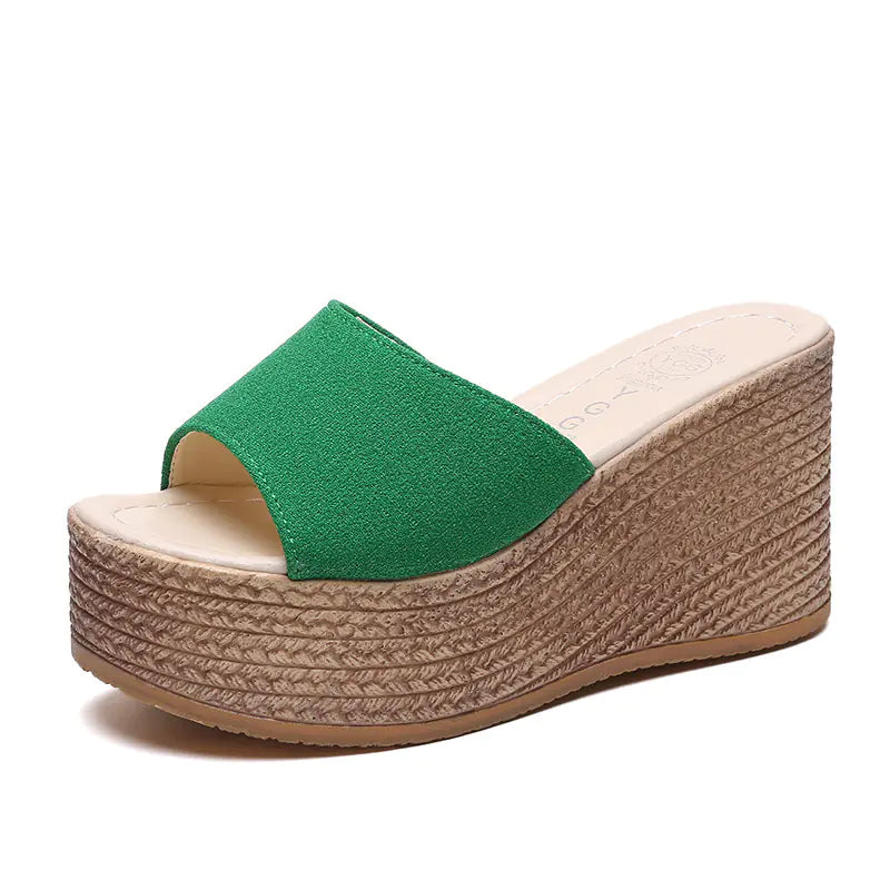 Wedge-heel High-heeled Flip-flop Platform Sandals